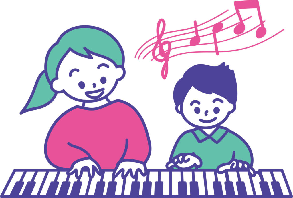 ピアノ練習をする親子